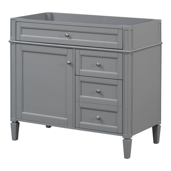 English Elm 36'' Modern Bathroom Vanity Cabinet with Tip-Out Drawer, Adjustable Shelf, Smooth Metal Slides, Solid Wood Frame Grey N710P186084E