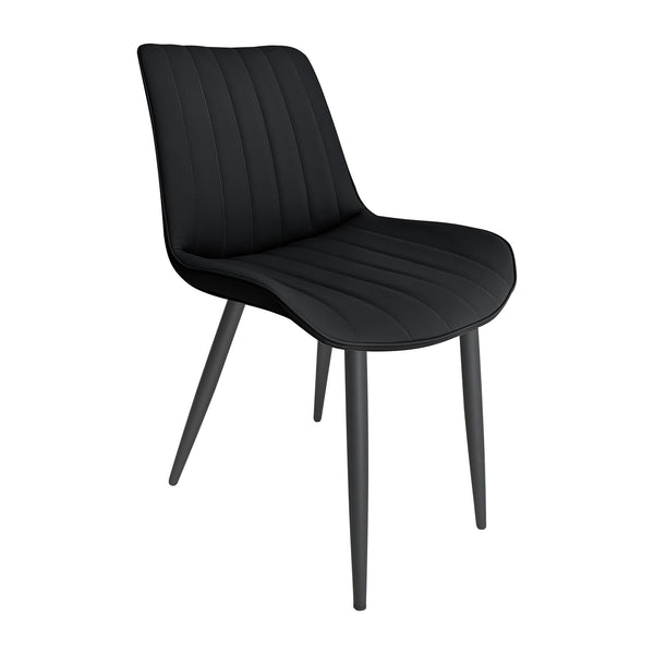 English Elm Black Pu Leather Dining Chairs Set Of 6 - Modern Armless Design For Kitchen, Restaurant & Office Use T3967P383849