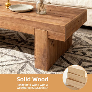 English Elm Coffee Table Solid Wood Low Profile Design for Modern Farmhouse Living Rooms W3306P408786