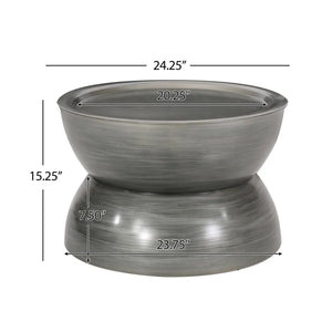 English Elm Christopher Knight Home® - METAL Hourglass Coffee Table with Brushed Antique Brown Finish, Hammered Iron Texture, Durable Edge Trim Antique Silver 72227.00