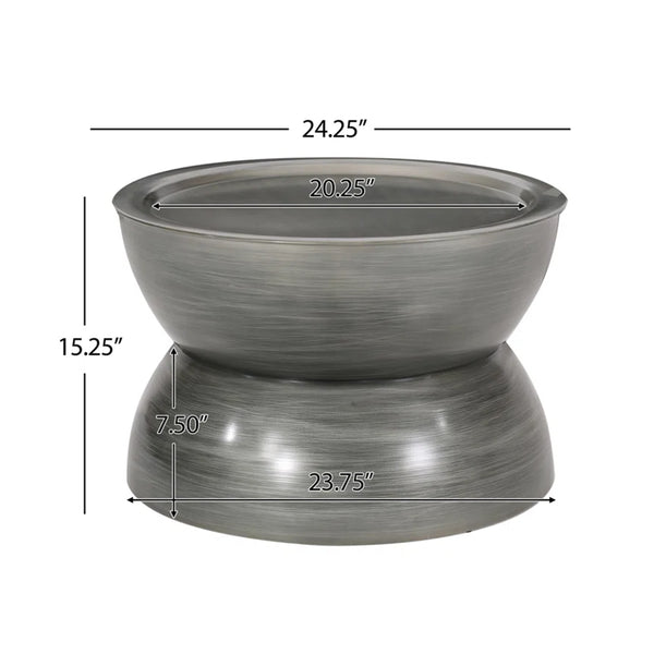 English Elm Christopher Knight Home® - METAL Hourglass Coffee Table with Brushed Antique Brown Finish, Hammered Iron Texture, Durable Edge Trim Antique Silver 72227.00