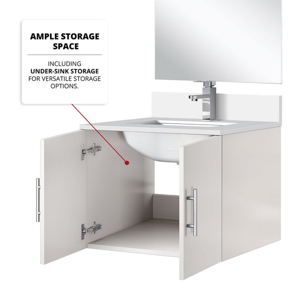 English Elm Glossy White Single-Sink Vanity Set With Cultured Marble Top, Frameless Mirror & Chrome Faucet Included B2731S01303