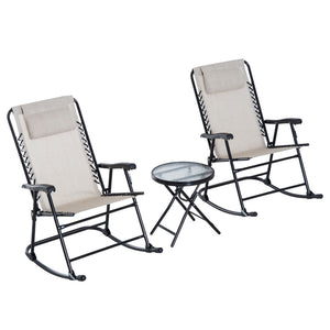 English Elm Outsunny 3-Piece Outdoor Rocking Chair Set With Glass Table & Headrests – Portable Comfort For Patio W2225P200618-GIGA