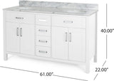 Christopher Knight Home® - Noble House - - 61'' Bathroom Vanity With Marble Top & Double Ceramic Sinks, 4 Drawers, 4 Doors, White