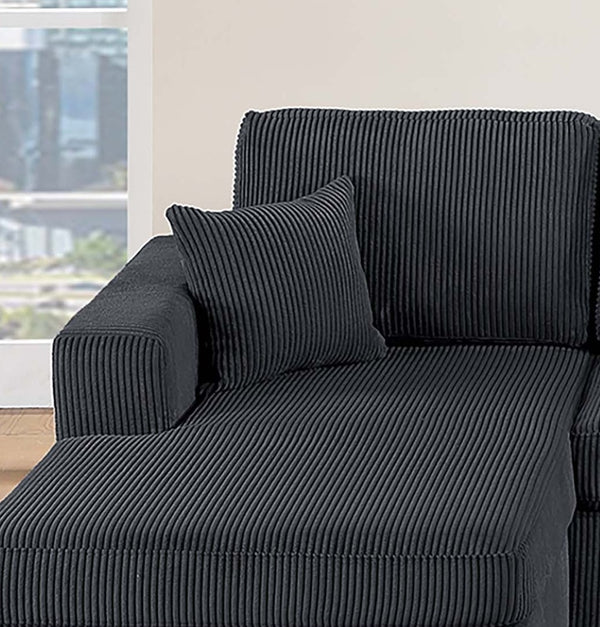 English Elm Modern Corduroy Three Piece Sectional Sofa with Chaise for Contemporary Living Rooms Black B011S02187