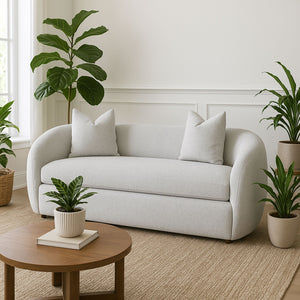 English Elm Sofa Mendocino Beach White Upholstered, 2 Pillows — Reversible Cushions, Sinuous Spring Support B2699P394559