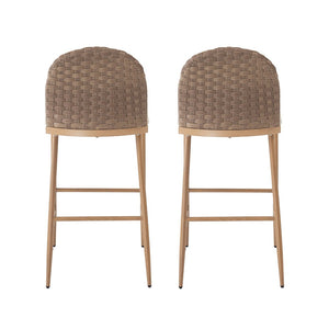 English Elm 25" Farmhouse Counter Stools Set of 2 Woven Rattan Back Iron Frame Kitchen Island N762P329089D