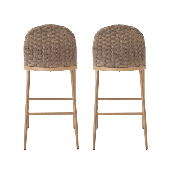 English Elm 25" Farmhouse Counter Stools Set of 2 Woven Rattan Back Iron Frame Kitchen Island N762P329089D