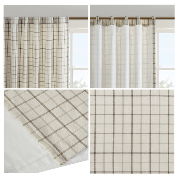 English Elm 1 Pcs 50X108" Cozy Plaid Curtain Panel With Fleece Lining For Insulation & Stylish Light Control B035P319832
