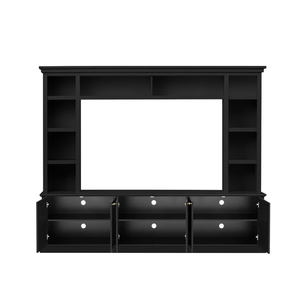 English Elm All-in-one Modern Entertainment Center with Bookcase Shelves for Living Room Display Black N710S688101B