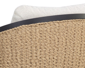 Sunpan Bora Swivel Lounge Chair - Elegant Outdoor Seating with Moisture-Repellent Cream Boucle Fabric