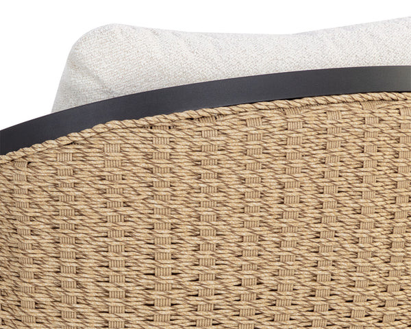 Sunpan Bora Swivel Lounge Chair - Elegant Outdoor Seating with Moisture-Repellent Cream Boucle Fabric