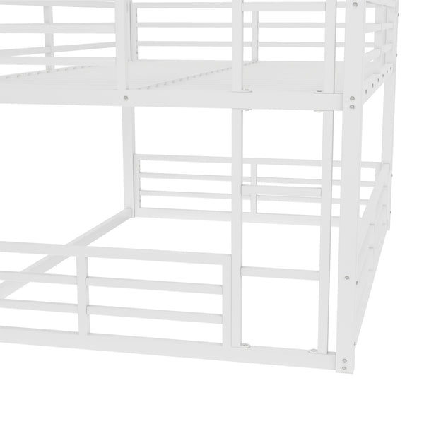 English Elm Full Triple Bunk Bed - Sturdy Metal Frame With Safety Guardrails, Space-Saving, Noise-Reducing Design W1580S00166