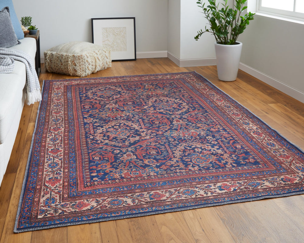 Feizy Rugs Rawlins Vintage-inspired Machine Made Polyester Low Pile Oriental Rug - Timeless Elegance For Any Space Red,Blue,Tan Polyester Rln39hgfnvymltf71