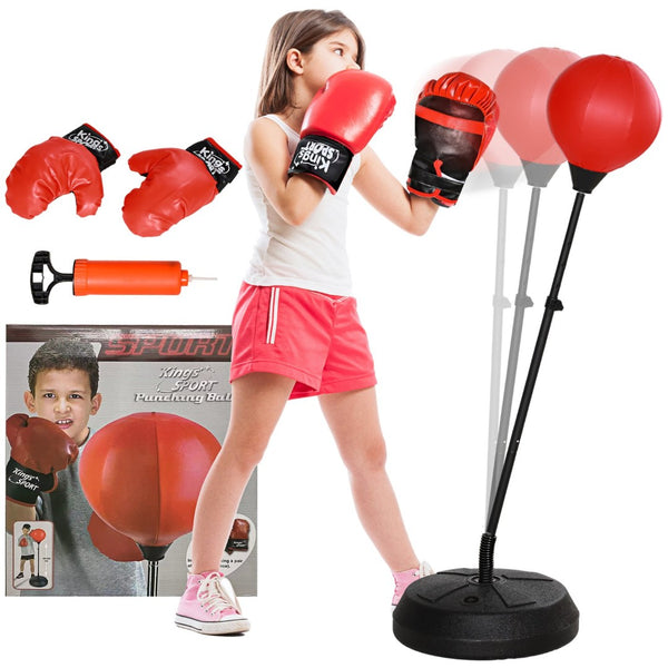 English Elm Qaba Kids Punching Bag Set With Adjustable Height, Gloves & Stable Stand - Fun Sports Toy For Ages 5-10 W2225P249765-GIGA