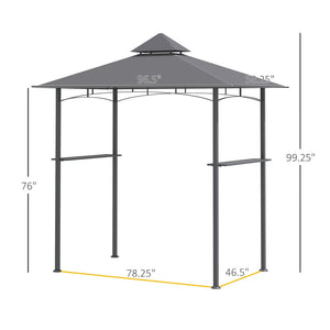 English Elm 8' 8 Ft Grill Gazebo with Steel Frame Polyester Canopy and Built in Storage Shelves T3971P397455