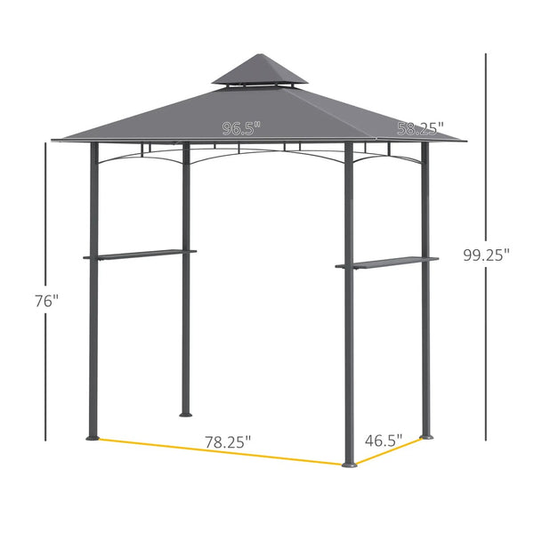 English Elm 8' 8 Ft Grill Gazebo with Steel Frame Polyester Canopy and Built in Storage Shelves T3971P397455