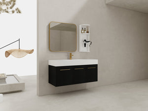 English Elm 48 Inch Wall-Mounted Bathroom Vanity Set With Resin Sink & Ample Storage Rack For Modern Spaces W999S00370