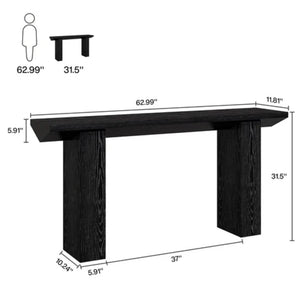 English Elm Practical Geometric Console Table with Matte Black Wood Grain Finish for Entryway or Sofa T3971P452021