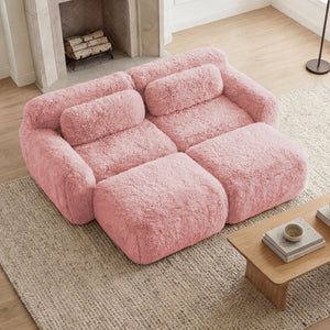 English Elm 80''soft Plush Modular Sectional Sofa with Chaise Deep Seat High Density Foam Living Room Pink W714S01557