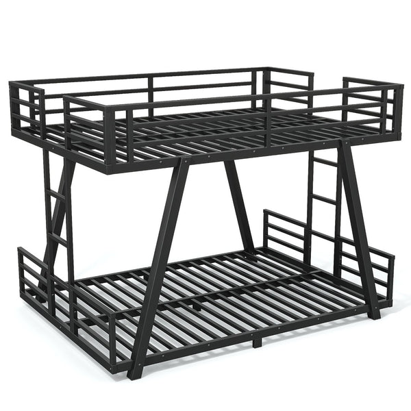 English Elm Twin Over Metal Bunk Bed with Led Lights Usb Ports Drawers and Sofa Conversion W5305S00054