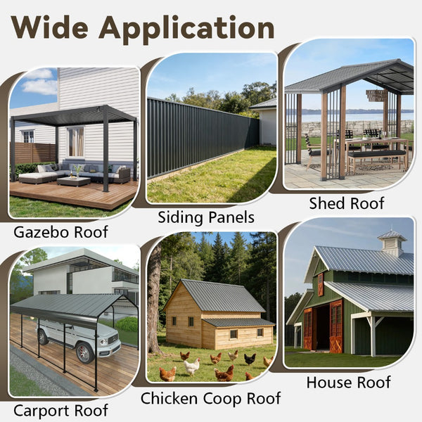 English Elm 10 Corrugated Galvanized Steel Roof Panels Weather Resistant Gazebo Pergola Cover W3213P431242