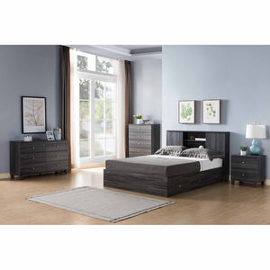 English Elm Twin Bookcase Headboard Freestanding Storage Unit with Sliding Doors and Open Cubbies B107P355259