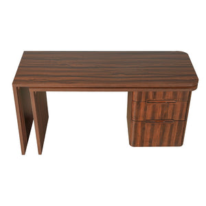 English Elm 90" Rotating L-shape Executive Desk Natural Melamine Mdf Surface Three Drawers Home Office Walnut N751S383638W