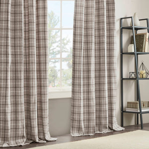 JLA Home Madison Park - Plaid Insulated Curtain Panel with Fleece Backing for Energy Savings, Light Filtering Privacy and Style Brown MP40-8679
