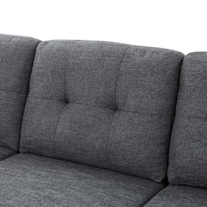 English Elm Linen Blend U-shape Sectional Sleeper with Tufted Back and Hidden Storage Chaise B2748S00024