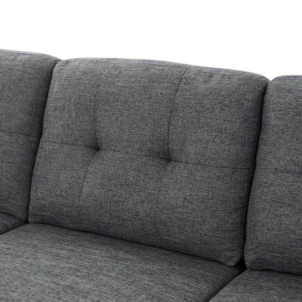 English Elm Linen Blend U-shape Sectional Sleeper with Tufted Back and Hidden Storage Chaise B2748S00024