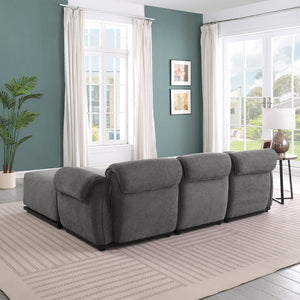 English Elm 102 Inch Linen Modular Sectional Sofa with Hidden Storage and Cloud Cushion Comfort Gray W1099S00199