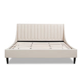 English Elm Aspen Vertical Tufted Headboard Platform Bed Set, King, Light Beige Linen