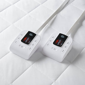 English Elm 1-piece King Heated Mattress Pad Dual Zone Controls with Auto Shutoff Polyester Fill B035P408319