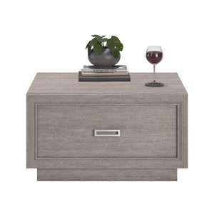 English Elm Coffee Table with Spacious Drawer and Open Shelf, Engineered Wood, Rustic-Modern Farmhouse Charm, Sturdy Design Medium grey B356P354461