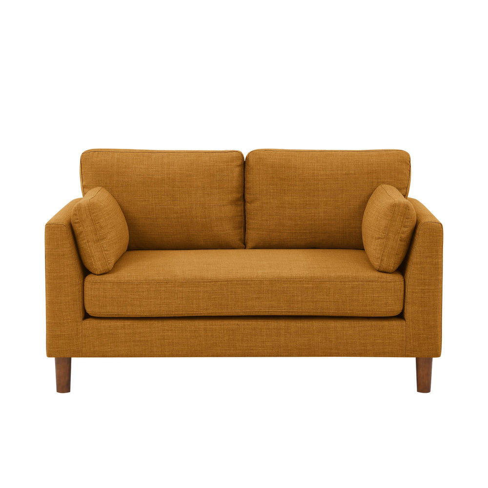 English Elm 57'' Upholstered Loveseat With Solid Legs - Orange Tufted Polyester, Supportive Cushions, Wooden Look B343P317243