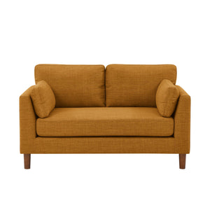 English Elm 57'' Upholstered Loveseat With Solid Legs - Orange Tufted Polyester, Supportive Cushions, Wooden Look B343P317243