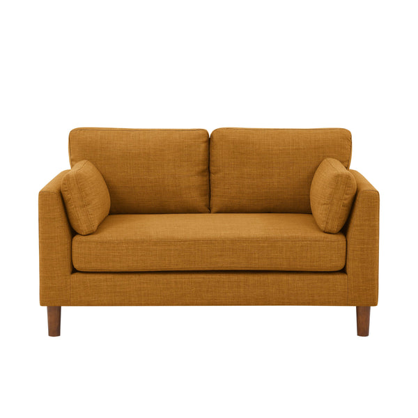 English Elm 57'' Upholstered Loveseat With Solid Legs - Orange Tufted Polyester, Supportive Cushions, Wooden Look B343P317243