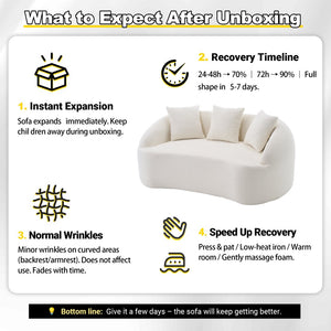 English Elm Ly-049s Curved Chenille Loveseat with Boneless Frame for Modern Living Spaces Off White W2231P402437