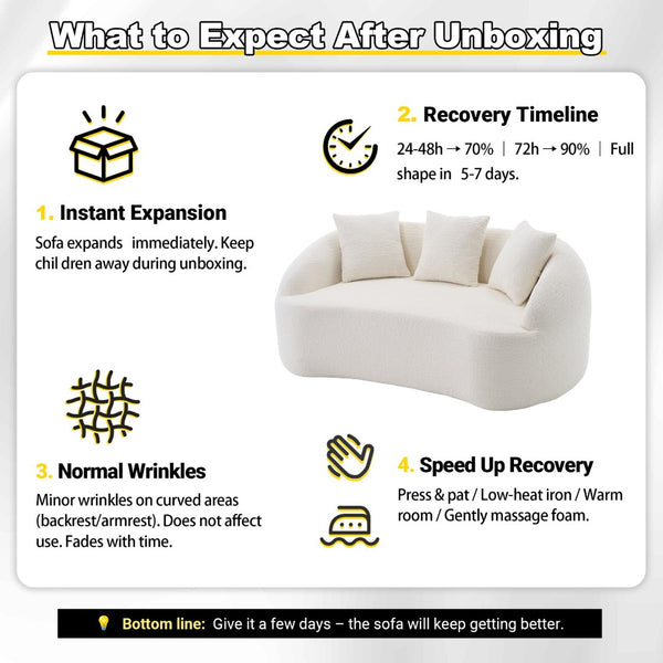 English Elm Ly-049s Curved Chenille Loveseat with Boneless Frame for Modern Living Spaces Off White W2231P402437
