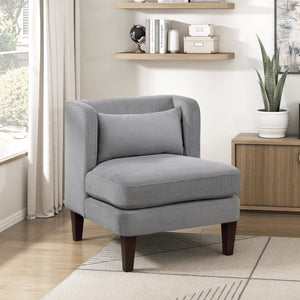 English Elm Modern Dark Gray Corduroy Accent Chair with Pillow - Plush Upholstered Seat, Mid-Century Style, 27.5"x30" B011P287472