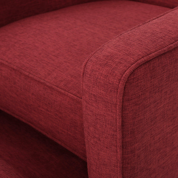 English Elm Christopher Knight Home® - Fabric Recliner Chair Mid-Century Modern Pushback Single Sofa with Tufted Cushion, Birch Legs, Cozy Comfort Red 60741.00RED