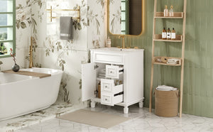 English Elm 24" Bathroom Vanity With Elegant Ceramic Sink, Stylish Storage, And Timeless French Design For Small Spaces N710P318989K