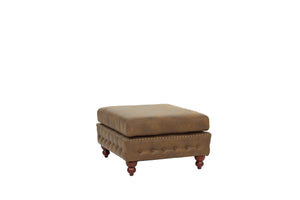 English Elm 1pc Cocktail Ottoman Breathable Leatherette Tufted Accent Bench with Handcrafted Gourd Wooden Legs, Stylish Living Room Statement piece Dark Coffee 32 L x 15 W x 36 H B011P234291