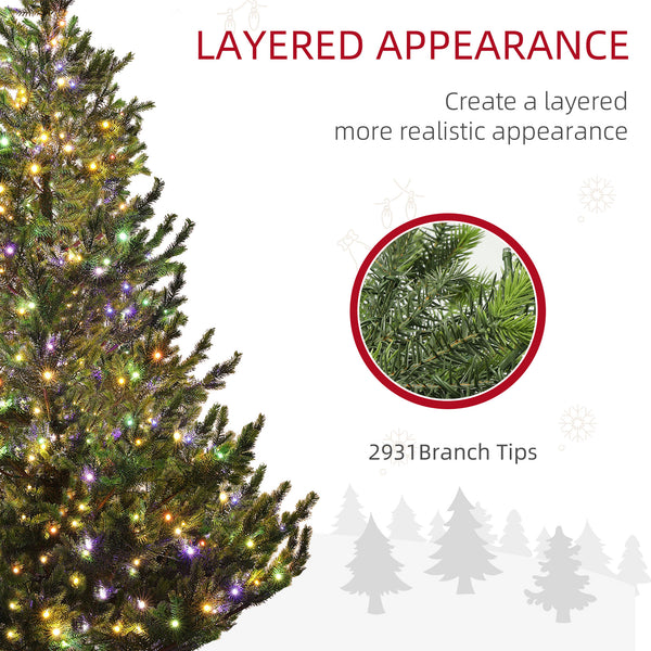 English Elm Homcom 7Ft Prelit Cedar Christmas Tree With Dual-Color Leds, 2931 Tips, Easy Setup For Holidays W2225P249694