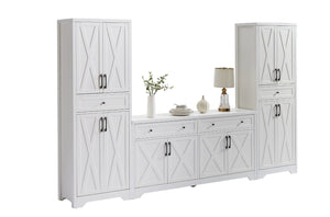 English Elm Tv Cabinet Set - Modern Multifunctional Wall Unit With Storage, Console & Sideboards For Living Room W1162S00010-GIGA