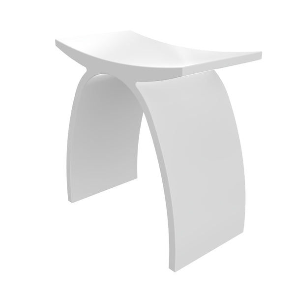 English Elm 16.5 Inch Stone Resin Arched Bath Stool Sculptural Matte Spa Grade Shower Accent W1613P501654