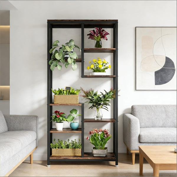English Elm Display Cabinet Wall Mounted 5 Tier Glass Door Shelving for Collectibles Matte Black T3971P449846