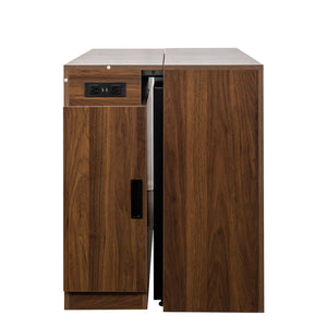 English Elm Modern Extendable Dining Table with Built-In Outlet, USB Ports & Storage, Space-Saving Console to 118" Walnut W331S00191