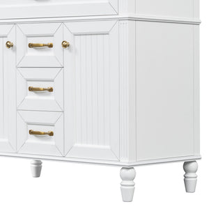 English Elm 36 Inch Bathroom Vanity with Ceramic Sink, Durable MDF & Solid Wood Frame, Soft-Close Doors, Luxe Handles, Ample Organized Storage, Modern Freestanding Design White N725P314034K